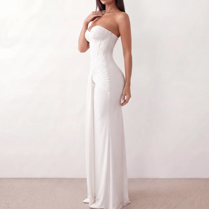 Sequined Strapless Twist‑Front Sweetheart Formal Maxi Dress